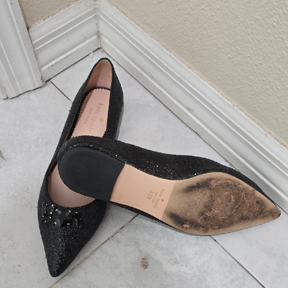 Kate Spade Black Sparkle Loafers